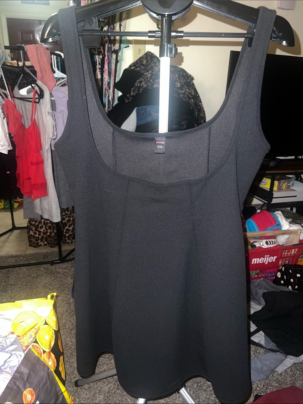 ROMWE Black Scoop Neck Tank Dress - Suspender type. Must wear shirt under.